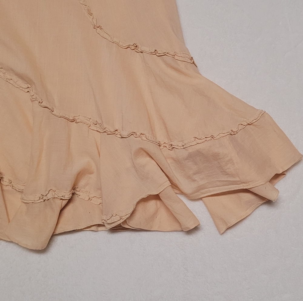 Charlotte Russe Vintage Cream Tiered Asymmetric Ruffle High Waisted Midi Skirt L - Picture 5 of 10